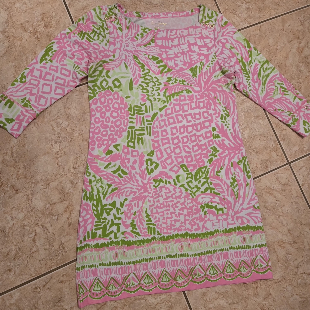 Lilly Pulitzer Pink and Green Tropical Top